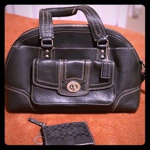 Black Coach handbag with matching coin purse